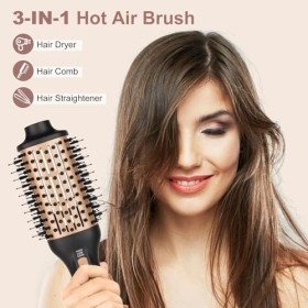 Brosse Soufflante, 3 en 1 Brosse à Air Chaud Professionnelle Volumisante en Une étape, Brosse pour Sèche-cheveux Ionique 1000