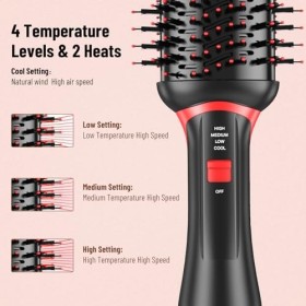 Bizcasa Brosse Soufflante 5en1,1200W One-Step Ions Négatifs Chauffante Sèche-Cheveux avec 4 Températures,Brosse Seche Cheveux