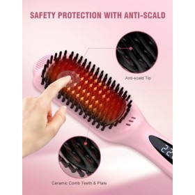 FOCALA Brosse Lissante Pour Cheveux: Brosse lissante chauffante Lisseur Cheveux 12 RéGlages De TempéRature Réduire les frisot