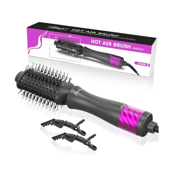 Brosse Chauffante Soufflante et Volumisante 1200W, [2024 nouveau] Brosse Thermique, One-Step Brosse Coiffante, Sèche-cheveux,