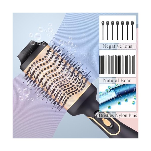 Brosse Soufflante, Brosse à Air Chaud, 5-en-1 Salon One-Step Sèche-Cheveux Volumisant, pour Dry, Volumiser, Straighten and St