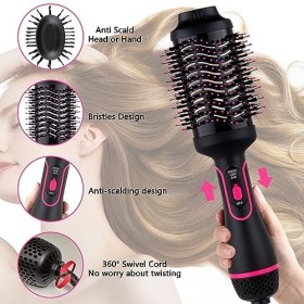 Bizcasa 4 en 1 Brosse Soufflante, Brosse Seche Cheveux de Soins Ioniques, Brosse à Air Chaud Professionnelle Volumisante en U