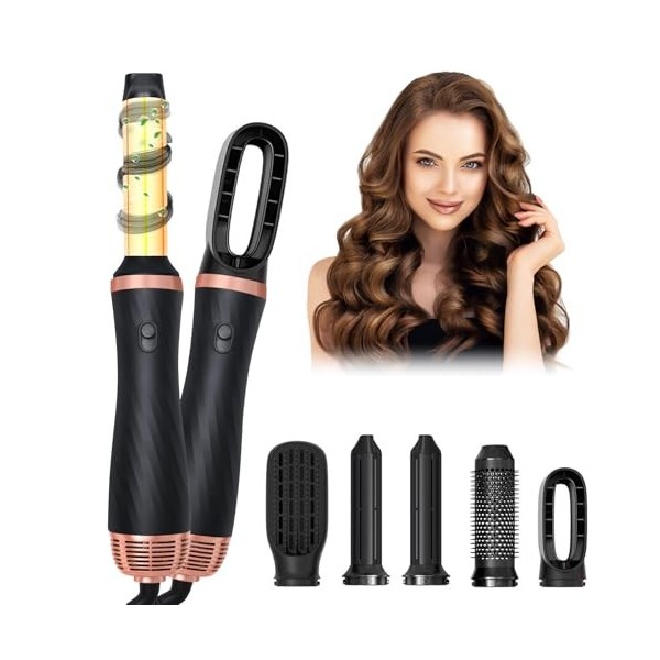 Unipampa Brosse Soufflante Air Styler set, Sèche-cheveux 1000W, Hair Styler Airstyler 5 en 1, Brosse Lissante Pour Cheveux, B