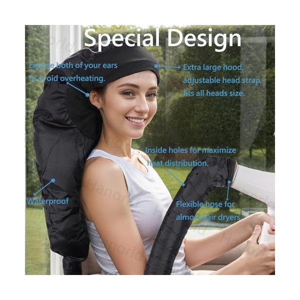 Sèche-cheveux avec bandeau, réduit la chaleur autour des oreilles et du cou, utilisation pour la coiffure, le séchage des che