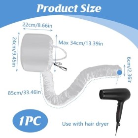 Grand bonnet chauffant pour casque - Soin des cheveux réglable et doux amélioré pour un séchage rapide - Longueur du tuyau ex