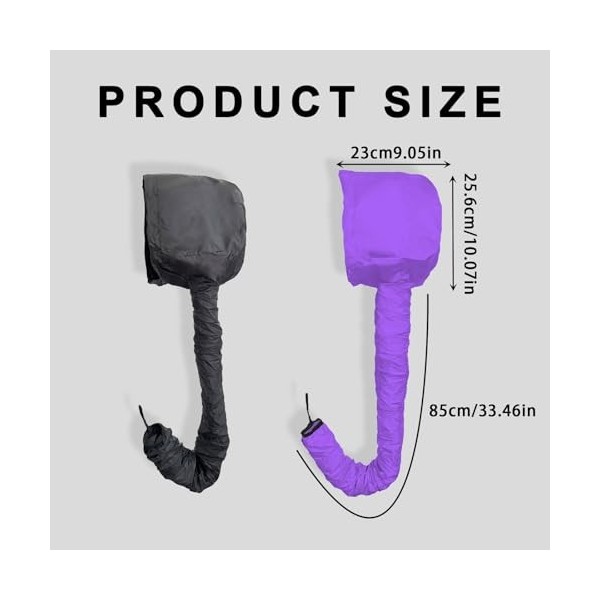 UILYNIU 2 Pcs Noir Violet Casque Seche Cheveux Bonnet Seche Cheveux Bonnet Chauffant Cheveux Soin Casque Chauffant Cheveux Sè