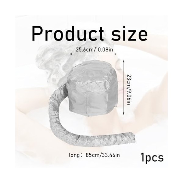 1 bonnet argenté pour séchage rapide des cheveux - Hotte de séchage réglable douce améliorée pour sécher les cheveux - Hottes