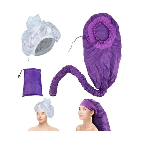 Dzmuero Casque seche cheveux, Bonnet seche cheveux, Casque chauffant cheveux, avec filet pour sèche-cheveux, Capuchon de séch