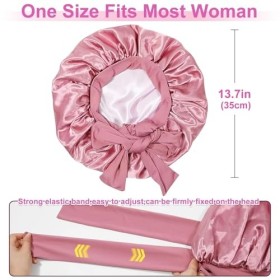 UieaMsio Bonnet de sommeil en soie pour femme - Réglable - Double face - Réglable - Double face, Poudré