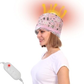 Bonnet Chauffant électrique pour Soulager la Douleur de la Tête et du Cou, Tissu en Peluche Doux Extra Large avec Température