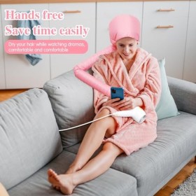 MOERDIFFER 2PCS Casque de Séchage pour Sèche-Cheveux, Net Plopping Bonnet de séchage 2 en 1 pour cheveux bouclés, avec cordon