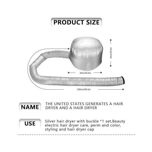 ZALHIN Casque de séchage pour sèche-Cheveux, Bonnet de Sèche Cheveux Style Casque Sèche, pour Coiffure, Soin en Profondeur et