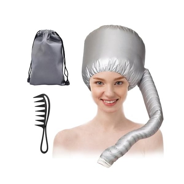 MisFun Casque Seche Cheveux, Bonnet Seche Cheveux Femme, Bonnet Cheveux Secs, Cheveux Secs Rapidement, avec Peigne, Sac de Ra