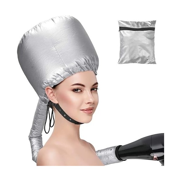 Casque de séchage pour sèche-cheveux élastique fixation au sèche-cheveux gris portable professionnel cheveux bouclés