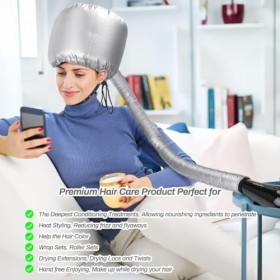 Casque de séchage pour sèche-cheveux élastique fixation au sèche-cheveux gris portable professionnel cheveux bouclés