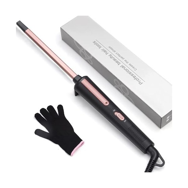 Curling Wand, 9mm Ceramic Hair Curler Wand with Adjustable Temperature for Long & Medium Hair, Professional Hair Curler with 
