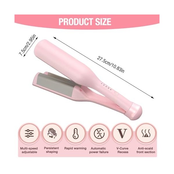 ADDLIVE Fer à Onduler, 32mm Waver Fer à Onduler, Fer à Onduler Wavy, En forme de V fer à Friser avec 5 Températures Réglables