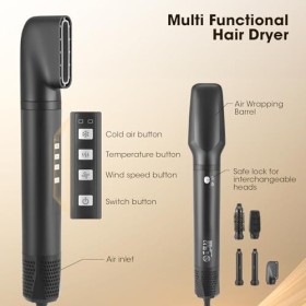 Airstyler 5 en 1 - Fer à friser multifonction - Sèche-cheveux ionique - 110 000 tr/min - 1200 W - Fer à friser automatique - 