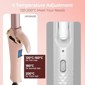 Mini Boucleur de Voyage 19mm, Fer à Friser 5 Temperature Réglable 120-200 ℃, Fer à Boucler Cheveux Court