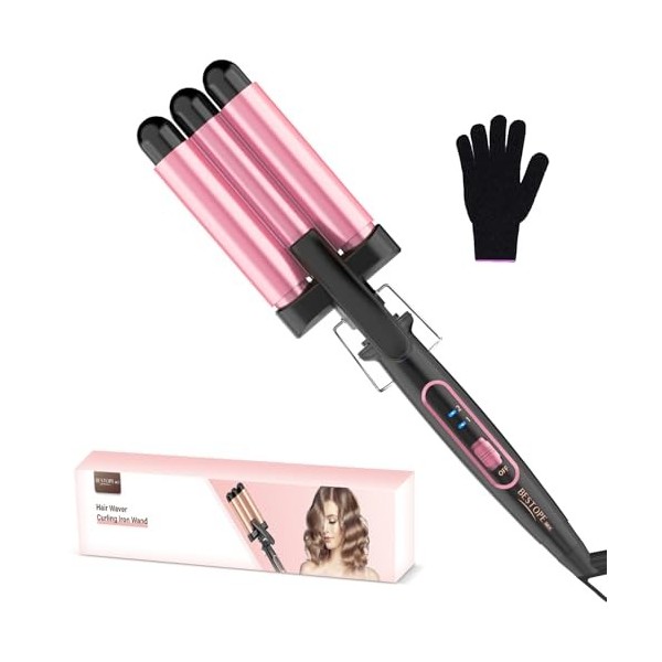 Boucleur 3 Tete Fer a Boucler- BESTOPE MIX 22mm Boucleur a Cheveux en Céramique Fer à Friser 2 Températures, Fer a Onduler Ch