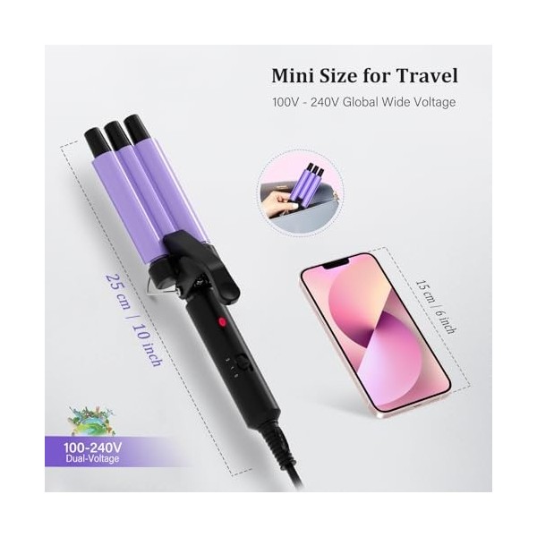 janelove Mini fer à friser pour cheveux courts, 13 mm, mini fer à onduler pour cheveux, 180 °C/210 °C, céramique tourmaline, 