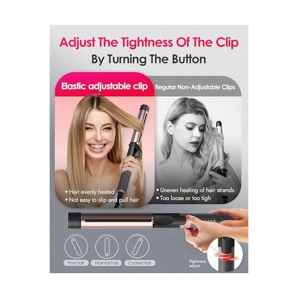 Fer à friser grandes boucles, 32mm Hair Curler fer à friser avec pince, 140-200℃ Curling Iron, chauffage rapide fer à friser,