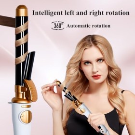 Großcat Fer à friser Automatique, 25 mm Fers à Boucler 14 Réglages de Chaleur Cordon dalimentation Rotatif à 360° Céramique 