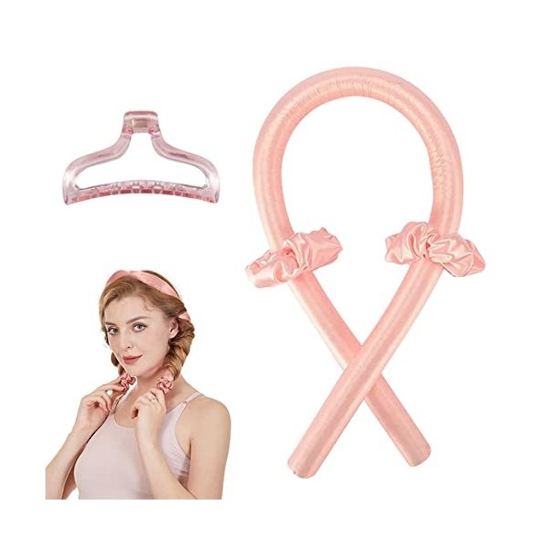 DULKET Bandeau à friser sans chaleur en éponge haute résilience pour cheveux longs et moyens, ruban à boucler, avec pince à c