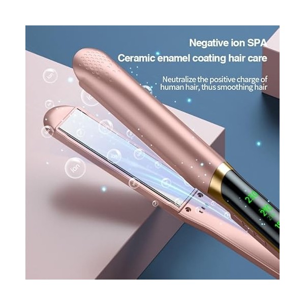 Lisseur Boucleur Cheveux 2 en 1 pour les femmes, 60 ° C-230 ° C Réglage de la température à 6 vitesses des cheveux Redresseur