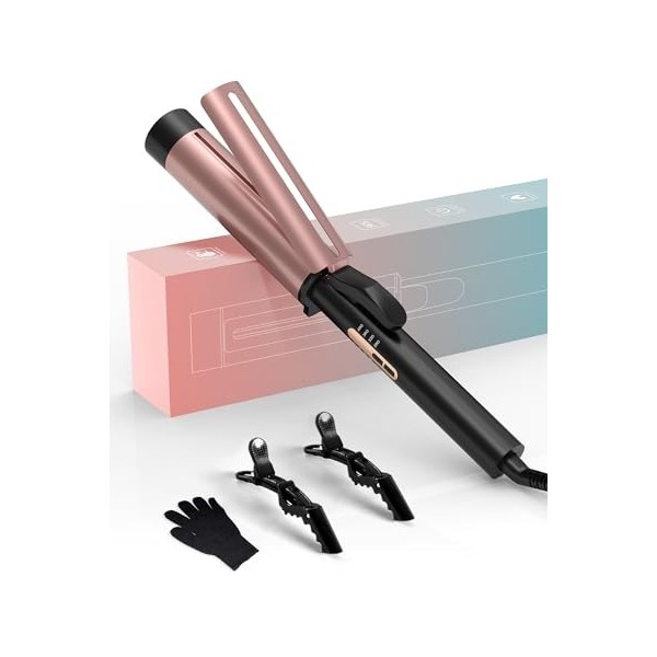 UKLISS Boucleur a Cheveux, Cheveux Wavy Fer à Boucler wavy pour Mini Boucles, Convient aux Débutants, Fer a Onduler pour Chev