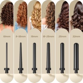 Fer à Friser 6 en 1, 180°C - 210°C Température Réglable, 60S Chauffage Rapide, ELEHOT-Store Fer à Boucler Professionnel Multi