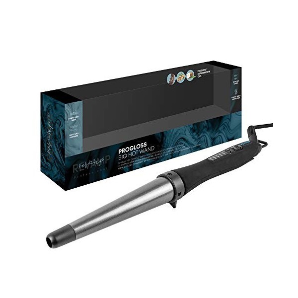 Revamp Progloss Big Hot Wand – Baguette à Cheveux en Céramique Ionique Chauffante pour Vagues Lâches, Baril Infusé à lHuile 