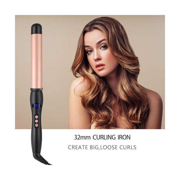 Haglater Fer à Friser, 32 mm Fers à Boucler Automatique en Céramique Boucleur Tourmaline, écran LCD, Température Réglable 80-
