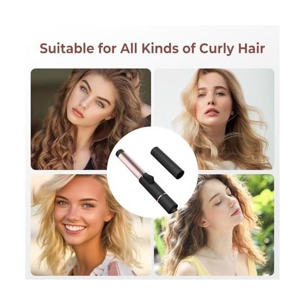 Mini Fer à friser, Fer à friser 25MM cheveux courts,Fer à friser de voyage 180℃, Mini Fer à friser en céramique, Petit Fer à 