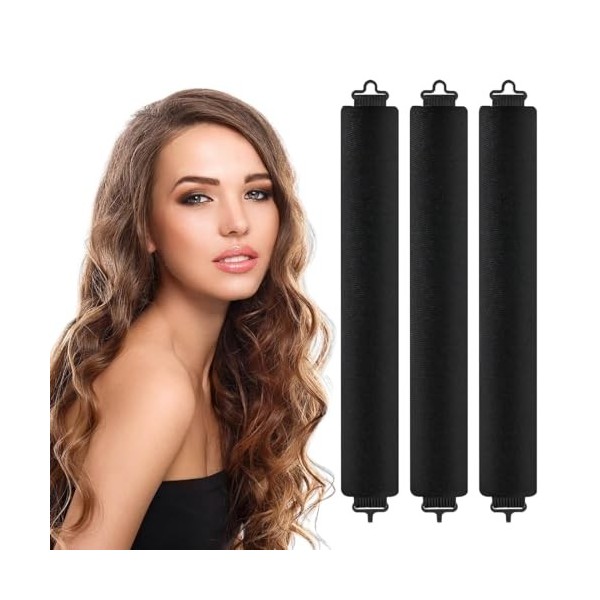 Fer à boucler sans chaleur 3 pièces Baguette à boucler sans chaleur Boucles en soie Ruban à boucler sans chaleur Coiffure DIY