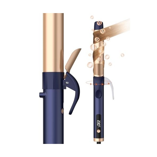 Boucleur Rotatif pour Cheveux, Baguette à Boucler de 32mm, Fer à Boucler avec 5 Températures Réglables, Boucleur Rotatif Bidi