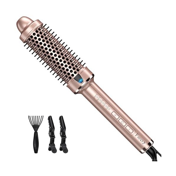 Farery Thermal Brush Brosse Thermique Fer à Boucler Ionique Tourmaline Céramique, 38MM Brosse chauffante pour créer des boucl