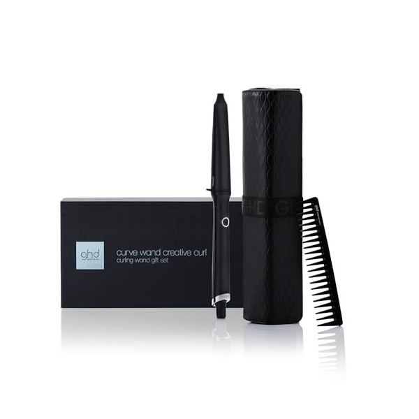 GHD - Coffret Noël Curve Creative Curl Wand - Boucleur Professionnel Noir , Peigne, Gant & Pochette inclus - Wavy & Ondulati