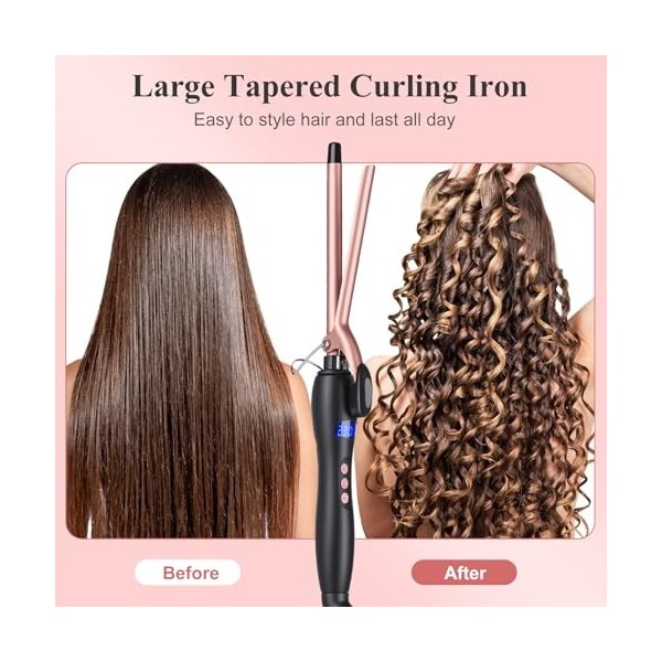 Boucleur a Cheveux 13mm, Fers à Boucler pour Ondulations naturelles, chaleur homogène, Ecran LCD, 130-210°C, Boucler en céram