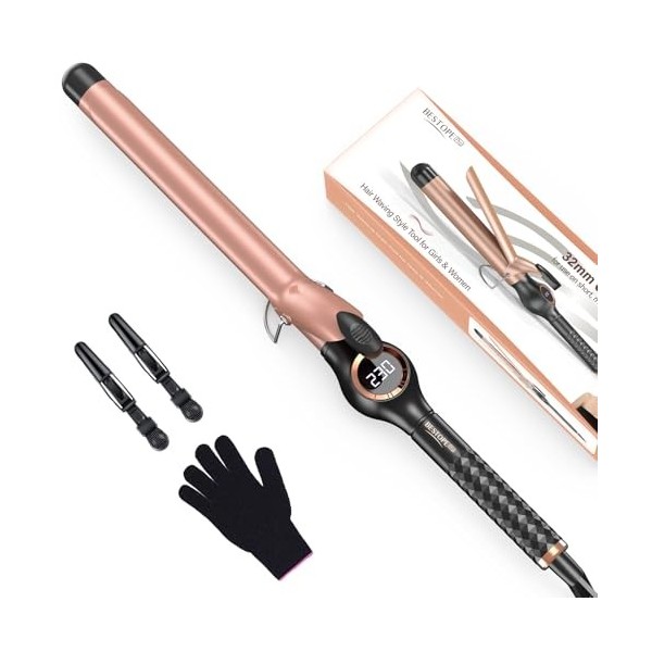 Boucleur a Cheveux 32mm BESTOPE PRO, Boucleur a Cheveux pour boucles larges, multi-températures sélectionnables, Boucleur Pro