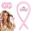 QZKJQDD Lot de 4 bigoudis sans chaleur pour cheveux longs et moyens - Rose Heatless Curls - Pour cheveux longs et moyens