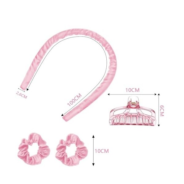 QZKJQDD Lot de 4 bigoudis sans chaleur pour cheveux longs et moyens - Rose Heatless Curls - Pour cheveux longs et moyens