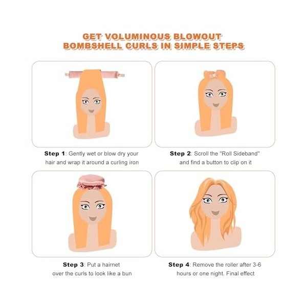 lafo Lot de 3 boucles sans chaleur – Boucles de nuit sans chauffage, cheveux auto-soufflés pour la nuit, antidérapants pour c