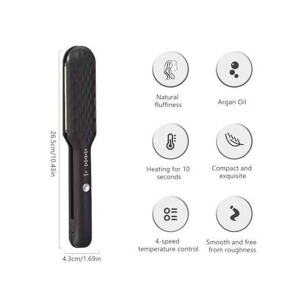 Vmxlso Fer a Gaufrer Les Cheveux, Gauffreur a Cheveux, 4 Température Réglable, Chauffage Rapide Gaufrier Cheveux pour Cheveux