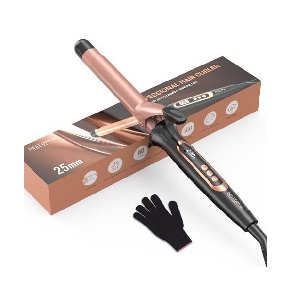 BESTOPE MIX 25mm Boucleur a Cheveux, Boucleur Multi-Températures, Boucleur pour Grosses Boucles, Fer a Boucler à Chauffe Rapi