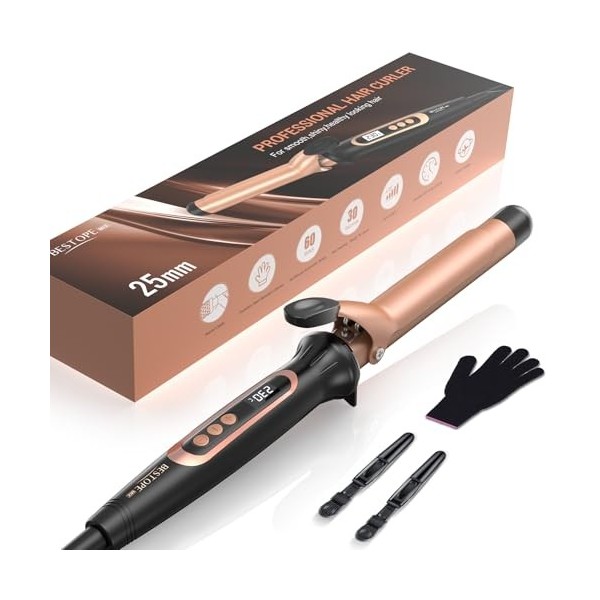 BESTOPE MIX 25mm Boucleur a Cheveux, Boucleur Multi-Températures, Boucleur pour Grosses Boucles, Fer a Boucler à Chauffe Rapi