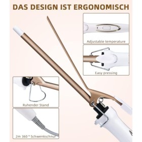 Mini fer à boucler 9mm fer à boucler en céramique 120-220°C,température de chauffage rapide réglable en 30 secondes,livré ave