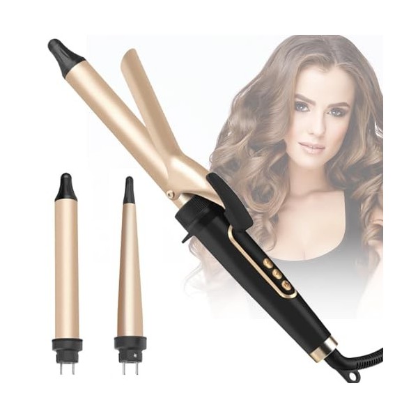 Bwaliffury Fer à Boucler 3 en 1, Boucleur à cheveux 25mm, Fer à friser avec pince à rouleaux, Multifonction Petites Boucles I