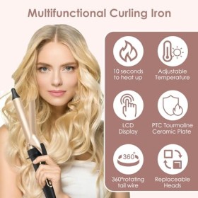 Bwaliffury Fer à Boucler 3 en 1, Boucleur à cheveux 25mm, Fer à friser avec pince à rouleaux, Multifonction Petites Boucles I