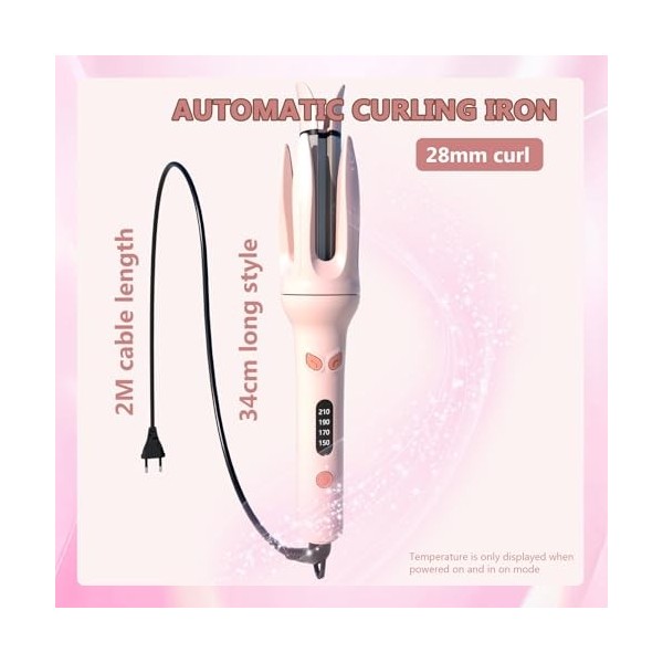 LOUIKAY Fer à Friser Automatique, Boucleur à Cheveux avec 4 Température Réglable, Anti-brûlure, Rotatif à 360° Fer a Boucler 